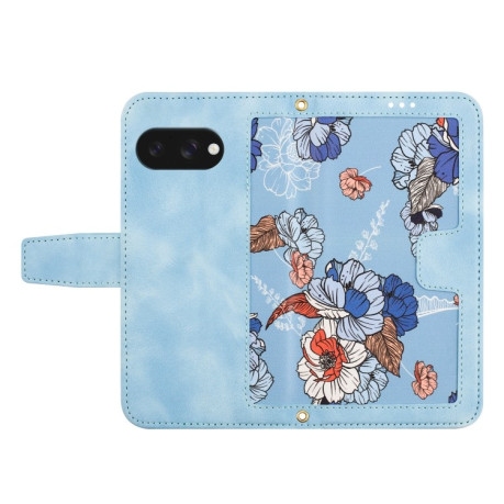 Чехол-книжка Floral Pattern Leather для Google Pixel 9a - голубой