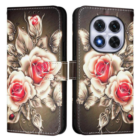 Чехол-книжка Colored Drawing Pattern Plain Weave Leather для Xiaomi Redmi Note 14 Pro 4G - Black And White Tiger
