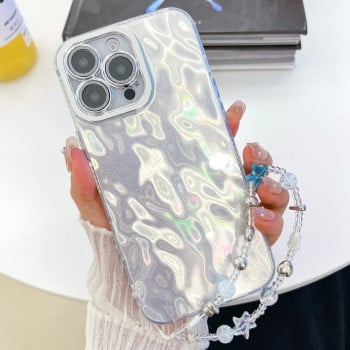 Протиударний чохол Plating Glitter Texture Chain для iPhone 16 Pro Max - White Wrinkles