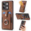 Чехол Retro Skin-feel Ring Card Wallet для Xiaomi Redmi Note 13 - коричневый