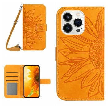 Чохол-книжка Skin Feel з малюнком соняшника на iPhone 15 Pro Max – жовтий