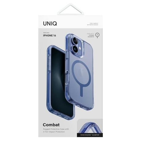 Оригинальный чехол UNIQ Combat Magclick Charging на iPhone 16 - Blue