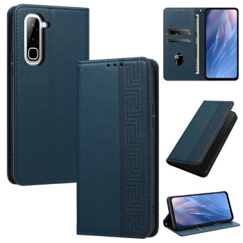 Чохол-книжка з еко-шкіри Escase з тисненим візерунком та RFID-захистом на Infinix Hot 70 — темно-синій
