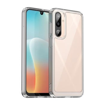 Противоударный чехол  Colorful Acrylic Series с цветной силиконовой боковиной на Samsung Galaxy M16 5G - прозрачный