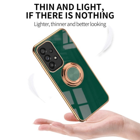 Противоударный чехол 6D Electroplating Full Coverage with Magnetic Ring для Samsung Galaxy A53  - темно-зеленый