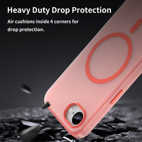 Противоударный чехол MagSafe Frosted Translucent TPU + PC для iPhone 16e - красный