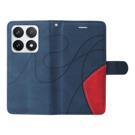 Чохол-книжка Dual-color Splicing Flip Leather для Xiaomi 14T Pro - синій