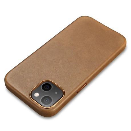 Кожаный чехол iCarer Leather Oil Wax (MagSafe) для iPhone 13 mini - коричневый
