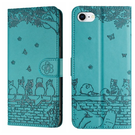 Чохол-книжка Cat Embossing Pattern на iPhone 16e - синій