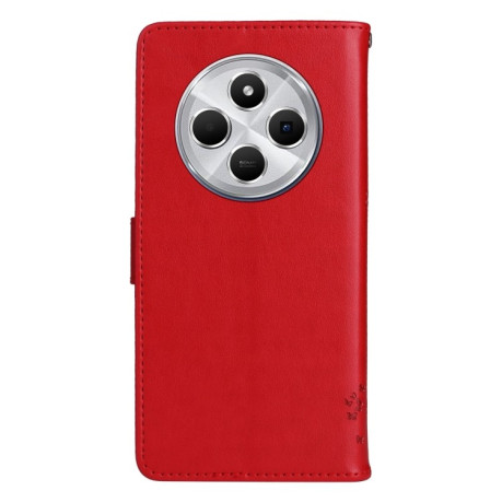 Чехол-книжка Happy Cat Pattern для Xiaomi Redmi 14C 4G/Poco C75/Redmi A4 5G - красный