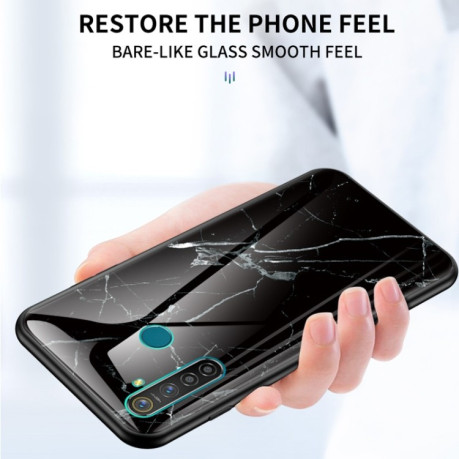 Скляний чохол Marble Glass Protective на Realme 5 Pro/Realme Q-чорний