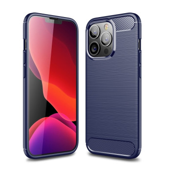 Чехол Brushed Texture Carbon Fiber на iPhone 13 Pro - синий