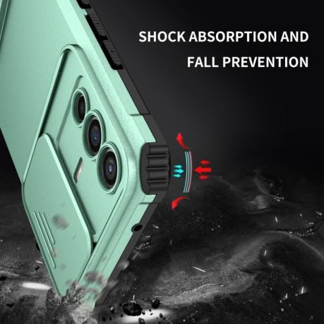 Противоударный чехол Stereoscopic Holder Sliding для Vivo V23 5G - голубой