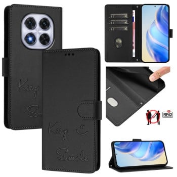 Чехол-книжка Embossing Stripe RFID для Xiaomi Redmi Note 14 Pro 4G - черный