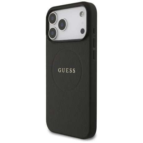 Оригинальный чехол Guess Grained Ring с MagSafe на iPhone 17 Pro Max - black