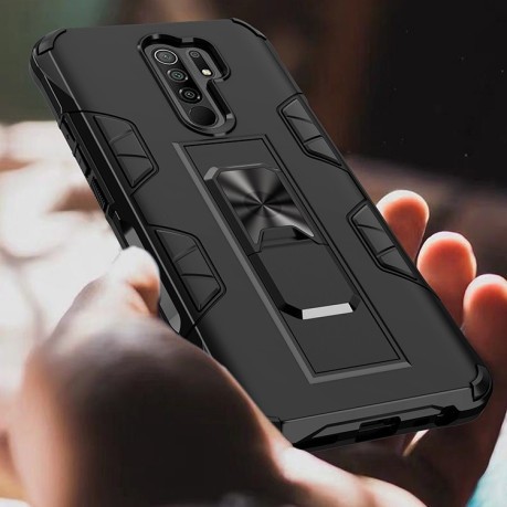 Противоударный чехол Armor Magnetic with Invisible Holder на Xiaomi Redmi 9 - черный