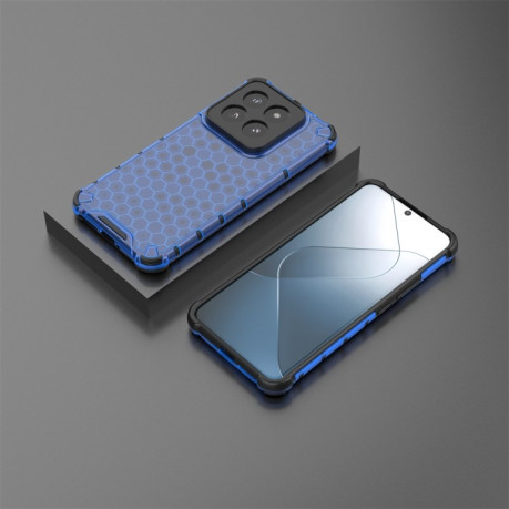 Противоударный чехол Honeycomb на Xiaomi 14 Pro - синий