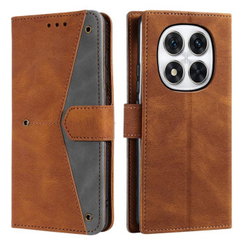 Чехол-книжка с мягким покрытием Skin Feel и магнитной застёжкой на Redmi Note 14 Pro 4G - коричневый