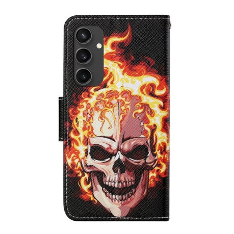 Чехол-книжка Colored Drawing Pattern для Samsung Galaxy S24 FE 5G - Skull