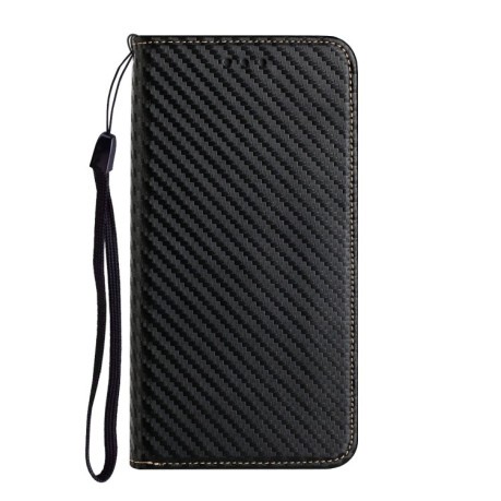 Чохол-книжка Carbon Fiber Texture Magnetic Flip для iPhone 16 Pro Max - чорний