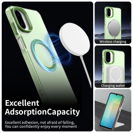 Противоударный чехол Candy Magsafe PC Hybrid TPU для Samsung Galaxy A07 4G - зеленый