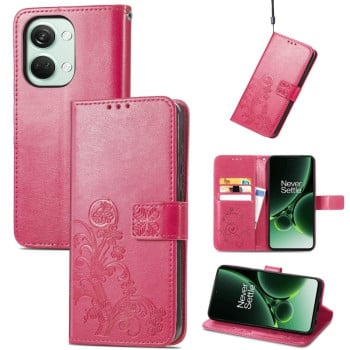 Чохол Four-leaf Clasp Embossed Buckle на OnePlus Nord 3 - червоний