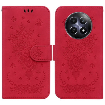 Чехол-книжка Butterfly Rose Embossed для  Realme 13 5G/12 5G/12X 5G - красный