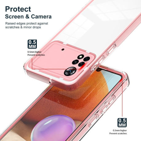 Противоударный чехол Clear Color Frame для Xiaomi Poco X4 Pro 5G - розовый