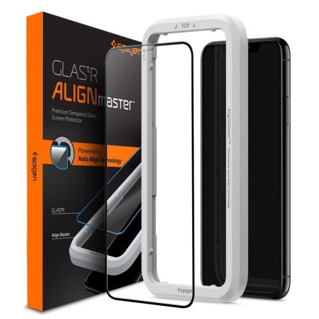 Защитное каленое стекло Spigen Alm Glass Fc для IPhone 11 Black