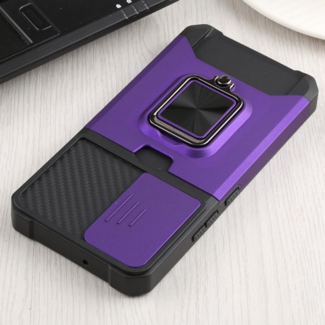 Противоударный чехол Sliding Camera Design для Samsung Galaxy S22 5G - фиолетовый