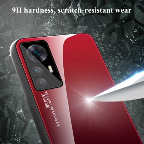 Стеклянный чехол Gradient Color на Xiaomi Redmi K50 Ultra / 12T / 12T Pro - пурпурно-красный
