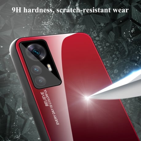 Скляний чохол Gradient Color на Xiaomi Redmi K50 Ultra / 12T / 12T Pro - червоний