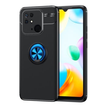 Ударозахисний чохол Metal Ring Holder 360 Degree Rotating на Xiaomi Poco C40/Redmi 10c - чорно-синій