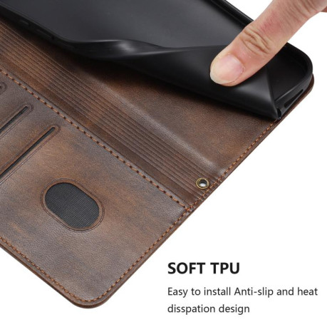 Противоударный чехол Racing Line Splicing Buckle Retro Leather для Realme GT 7 Pro - коричневый