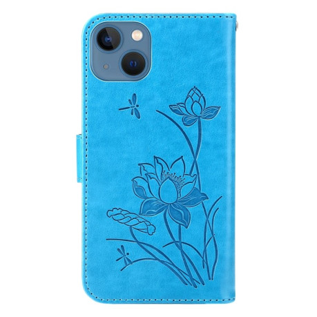 Чехол-книжка Lotus Embossed для iPhone 14 Plus - синий