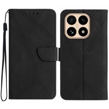 Чехол-книжка Stitching Embossed Leather на Xiaomi 15T - черный