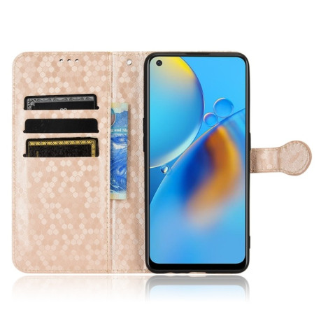 Чехол-книжка Honeycomb Dot для OPPO F19 4G / A74 4G - золотой