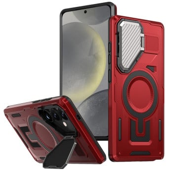 Противоударный чехол Shield Frame Holder MagSafe для  Samsung Galaxy S25+ 5G - красный