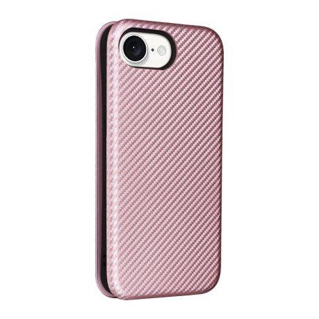 Чехол-книжка Carbon Fiber Texture на iPhone 16e - розовый