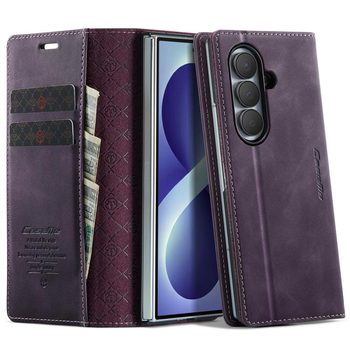 Чохол-книжка CaseMe 033 з фактурою Calf і захистом від сканування RFID на Samsung Galaxy Fold8 Ultra 5G — фіолетовий