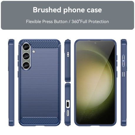 Протиударний чохол Brushed Texture Carbon Fiber на Samsung Galaxy S24+ 5G - синій