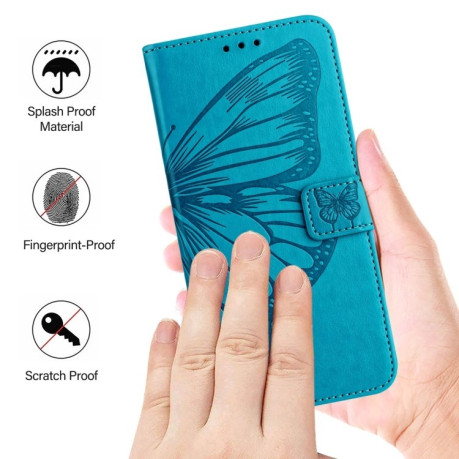 Чехол-книжка Embossed Butterfly для Xiaomi Poco F6 - синий