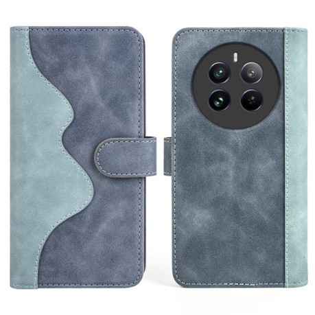 Чехол-книжка Stitching Horizontal Flip Leather  для Realme 12+ 5G - синий