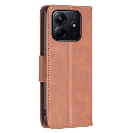 Чехол-книжка Retro Lambskin Textureдля Xiaomi Redmi Note 14 4G - коричневый