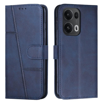 Чохол-книжка з прострочкою та фактурою Calf на OPPO Reno13 Pro 5G Global - синій