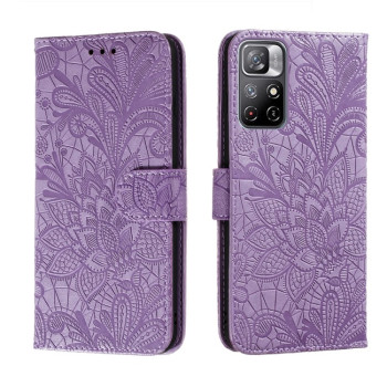 Чехол-книжка Lace Flower для Xiaomi Redmi Note 11 / Poco M4 Pro - фиолетовый