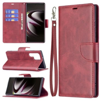 Чохол-книжка Retro Lambskin Texture для Samsung Galaxy S22 Ultra 5G - червоний