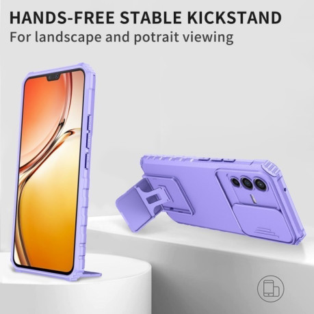 Противоударный чехол Stereoscopic Holder Sliding для Vivo V23 5G - фиолетовый