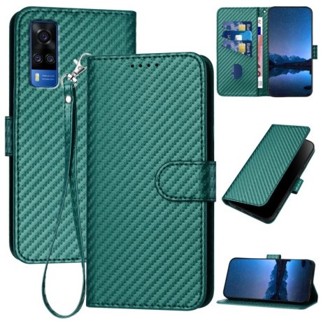 Чохол-книжка Carbon Fiber Texture на Vivo Y51/Y31 4G/Y53s 4G/Y51a YX0070 - зелений