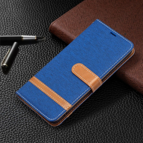 Чехол-книжка Color Matching Denim Texture на Samsung Galaxy S21 FE - синий